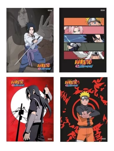 Kit 4 Cadernos Naruto Shippuden Brochurinha + Desenho Naruto - Sao