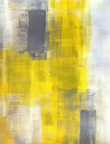 Alfombra Moderna Amarilla/gris Suave Lavable 5x7