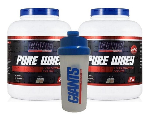 Kit 2x Pure Whey 2kg Morango Protein Giants