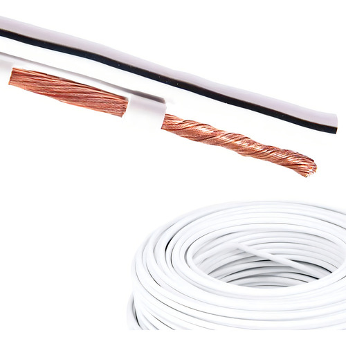 Cabo Polarizado Externo Áudio 2x0.50 Branco C/ 10 Mt
