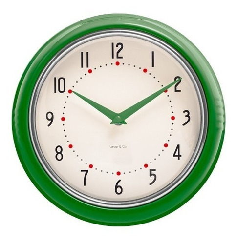 Reloj De Pared Verde  Retro Marco Metal