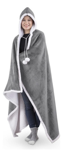 Manta Capucha Throw Wearable Cuddle 52 X72  Plata