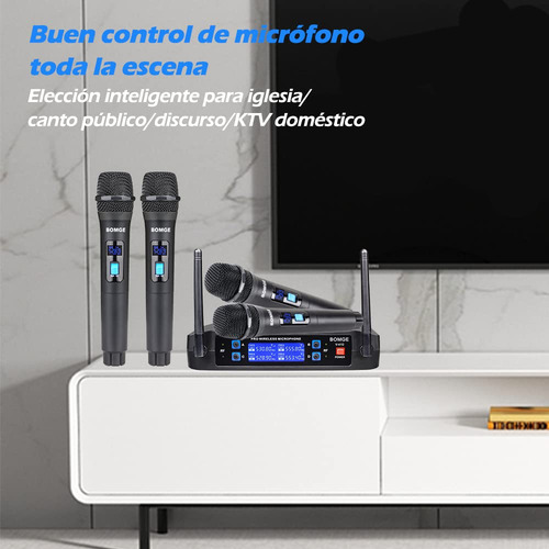 Sistema De Micrófono Inalámbrico 4 Canales Con 4 Micrófonos Negro