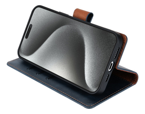 Capa Para iPhone 16 Plus Flip Book Estilo Carteira, Capa De