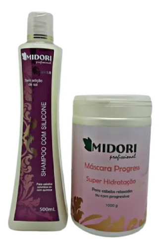 Shampoo Com Silicone 500ml Máscara Progress 1000g Midori
