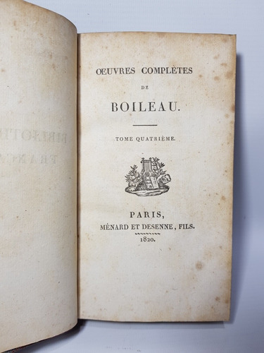 Antiguos Libros X4 Obras Completas De Boileau 1820 Mag 56436 (Usado)