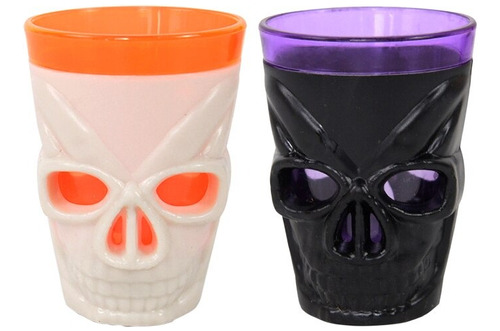 Shot De Calavera Con Luz 3 Modos Fiesta Halloween 12 Pzs