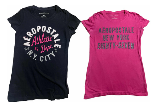 Remeras Aeropostale Rosa Con Brillos S Importada Poco Uso X2