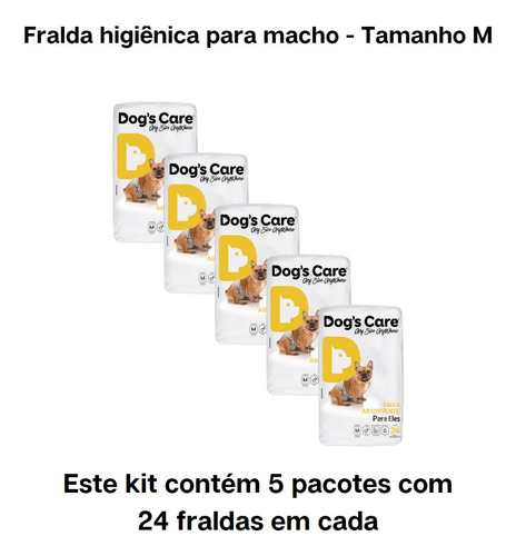 Kit Com 120 Fraldas Higiênicas Para Cães Macho - Tamanho M