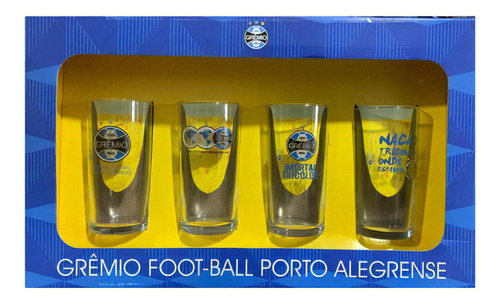 Conjunto 4 Copos Long Drink Grêmio Licenciado Oficial