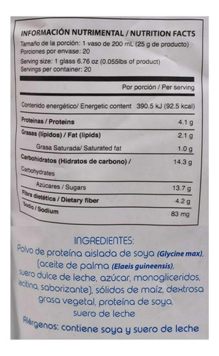 Leche De Soya Soyalac Natural 500g Polvo Para Preparar