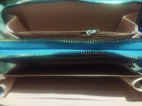 Cartera De Mujer(color Azul Doble Sierre Marca:chenobil