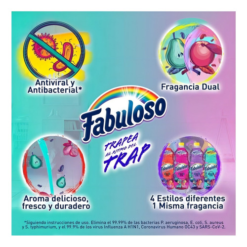 Limpiador Multiusos Líquido Fabuloso Trap Para Trapear Antibacterial Pera 828ml