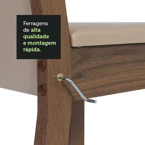 Mesa de comedor Madesa Aline con tapa de cristal, 4 sillas, color rústico, crema y perla