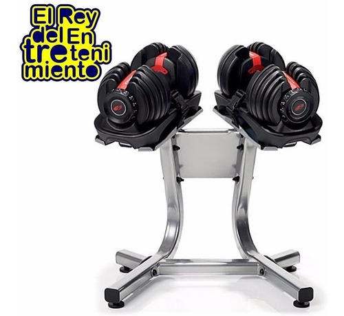 Set 2 Mancuernas Automáticas C/ 48kg Discos + Soporte El Rey
