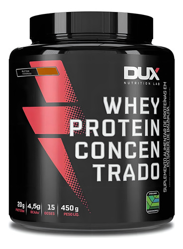 Concentrado de proteína de suero de leche, 450 g, galletas de mantequilla Dux Nutrition