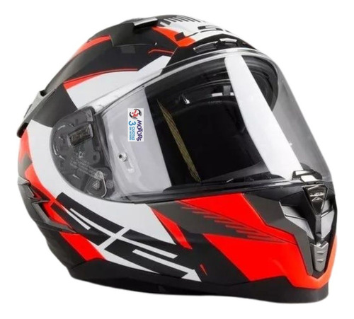 Jm Casco Ls2 Ff 327 Challenger Squadron Negro Naranja Blanco