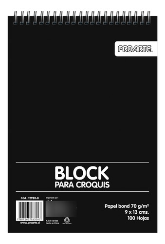 Block Para Croquis 9x13cm 100 Hjs Proarte