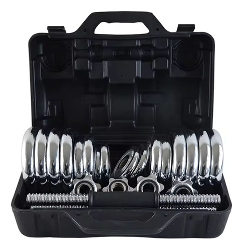 Set Mancuernas Acero 30 Kg Con Maleta Cromado Gym