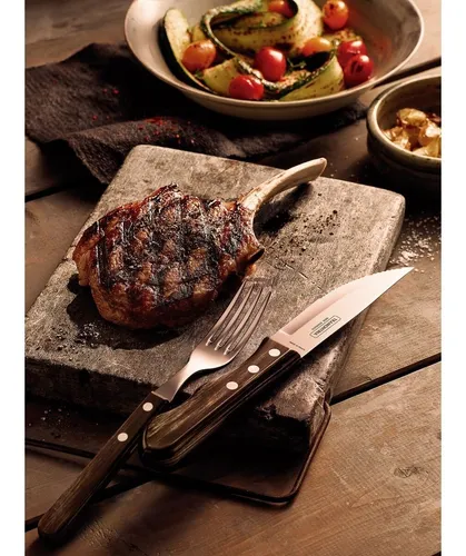 Cuchillo Jumbo Tramontina Roble Asado Polywood 5'' Pack X6 U Color Roble Jumbo
