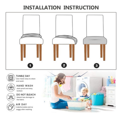 6 Pzs Funda Silla Elástica Cubre Asiento Protectora Comedor