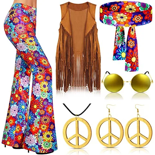 Conjunto De Disfraces De 60 Y 70 Mujeres, Traje Hippie ...