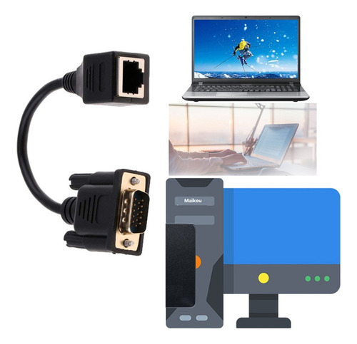 Adaptador Ethernet Vga 15pin Extensor Macho A Rj45 Red