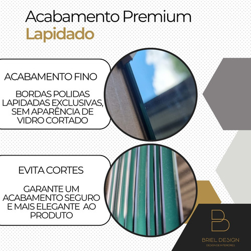 Espelho Retangular 100x50 Quadrado Metal Briel Design Adnet