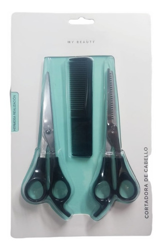 Imagen 2 de 3 de Set Tijeras Corte De Pelo Entresacar Lisa Peine Peluquera