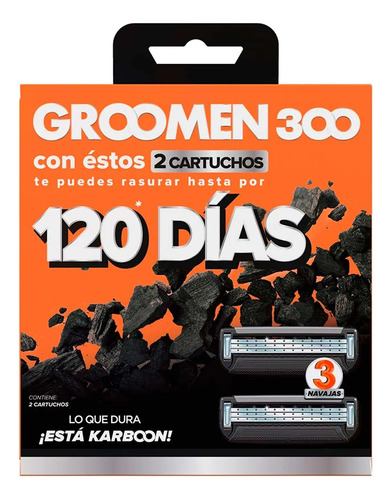 Cartucho Groomen 300 Con 2 Cartuchos De 3 Navajas C/u
