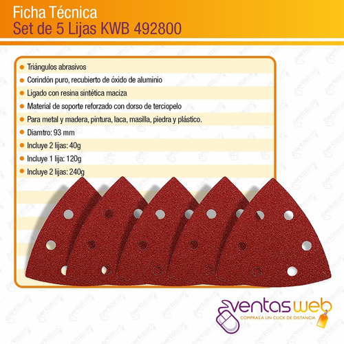 Imagen 6 de 7 de Pack 5 Lijas Delta Surtidas Juego Para Lijadora Oscilante