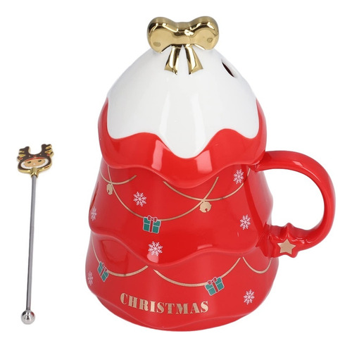 Taza De Cerámica En Forma De Árbol De Navidad Con Tapa