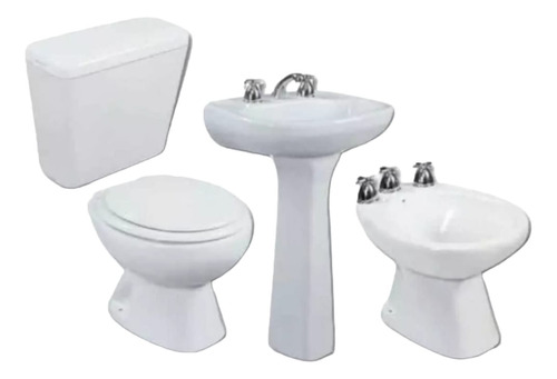 Juego Baño Inodoro Corto Mochila Deposito Bidet Alberti 5pza