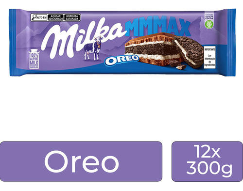 Chocolate Milka Oreo Grande Kit 12 Barras De 300g