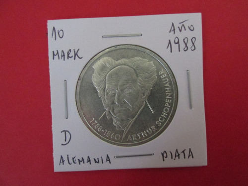 Gran Moneda Alemania 10 Marcos De Plata Año 1988 Unc 