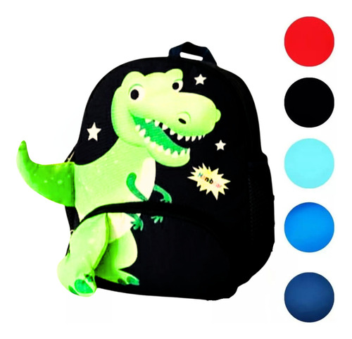 Mochila Costas Escolar Infantil Menino Dinossauro Creche Cor Preto