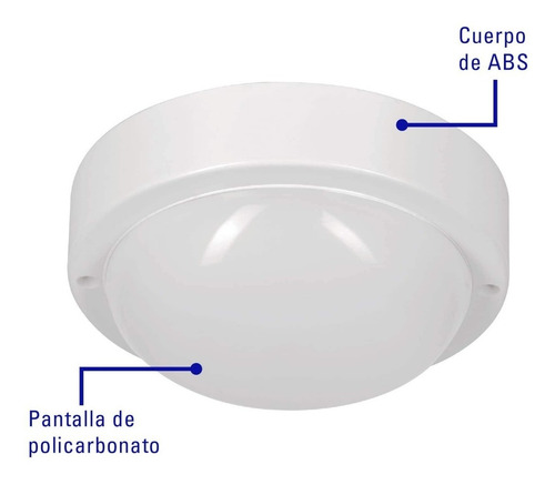 Imagen 4 de 6 de Plafón Redondo, 10w, 6500k, Ip54, Led Volteck 46261