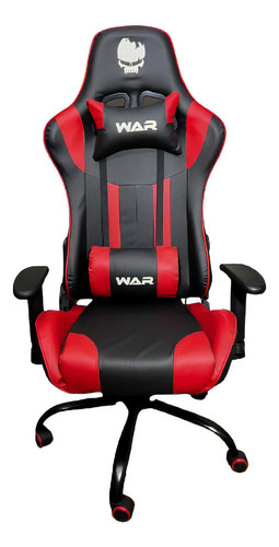 Cadeira de escritório WAR WGC100 gamer ergonômica  preta e vermelha com estofado de couro sintético