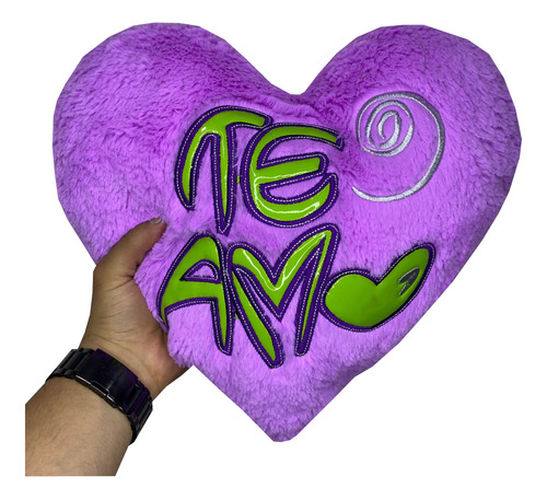 Cojin Decorativo Corazon Bordado Peluche Detalle 30cmx30cm