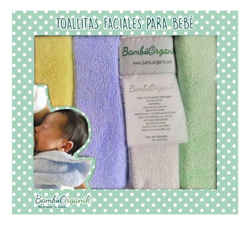 Kit De 4 Toallas Faciales Para Bebés De Tela De Bambú