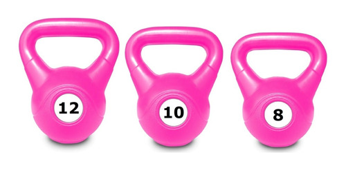 Set 3 Pesas Rusas Kettlebell Pvc 12kg 10kg 8kg Funcional