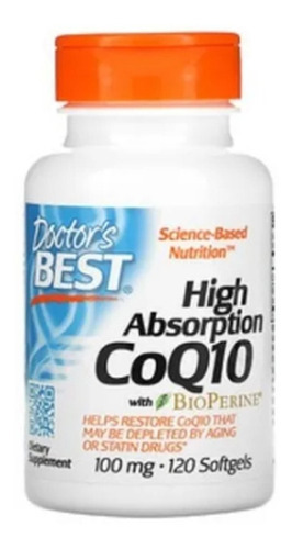 Coq10 Coenzima Q10 C/ Bioperine Doctors Best 100mg 120 Caps Sabor Without flavor