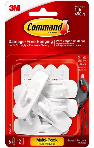 3M Command Colgador adhesivo 17067 (3 ud., Plástico, Blanco)