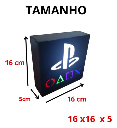 Luminária Play 16x16 Abajur De Mesa Led Gamer Geek Mdf