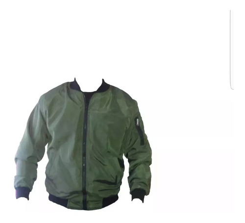 Chamarra Bomber Jacket Estilo Militar Verde