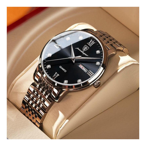 Reloj De Cuarzo Para Hombre De Acero Inoxidable A Prueba De