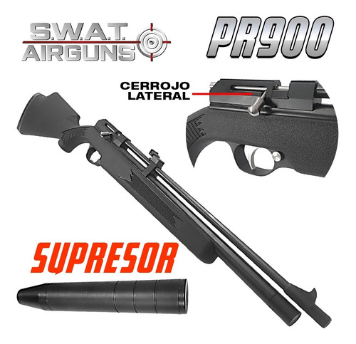 Imagen 5 de 10 de Rifle Pcp Swat Airguns Pr900 Regulado 5,5 Mm Inflador Apolo