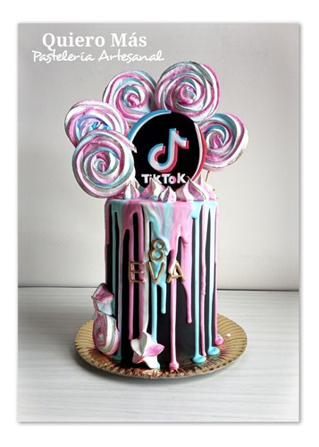Imagen 2 de 9 de Torta Alta Dripcake Decorada Y Personalizada 1,5kilos
