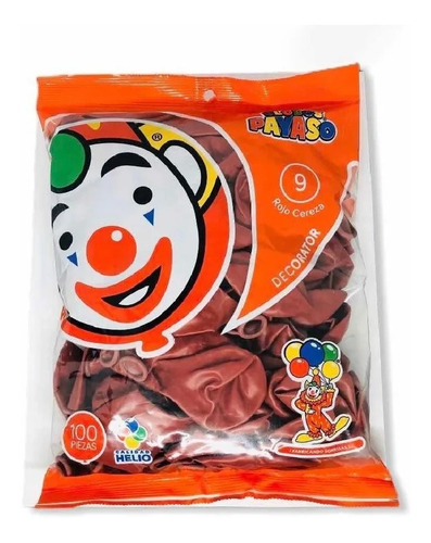 Globo Payaso #9 Color Rojo Cereza 100 Pzas