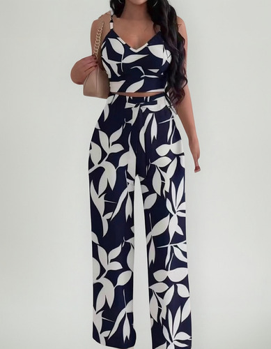 Top Tirantes + Pantalón Ancho Con Lazo
